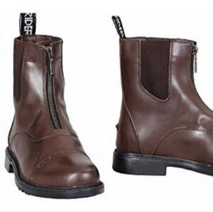 TuffRider Men's Barouque Front Zip Paddock Boots with Metal Zipper, Mocha, 10.5